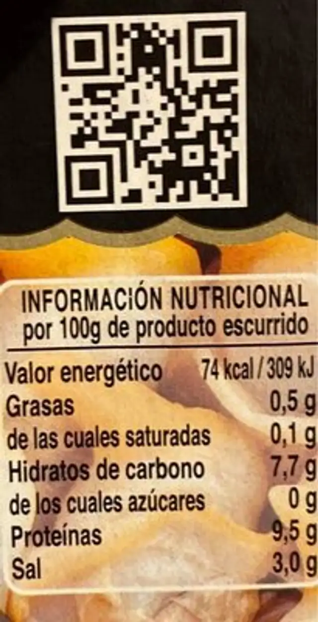 Berberechos al natural nutrition facts table