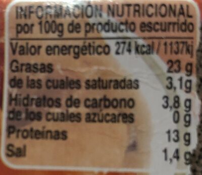 Mejillones en salsa de vieira nutrition facts table