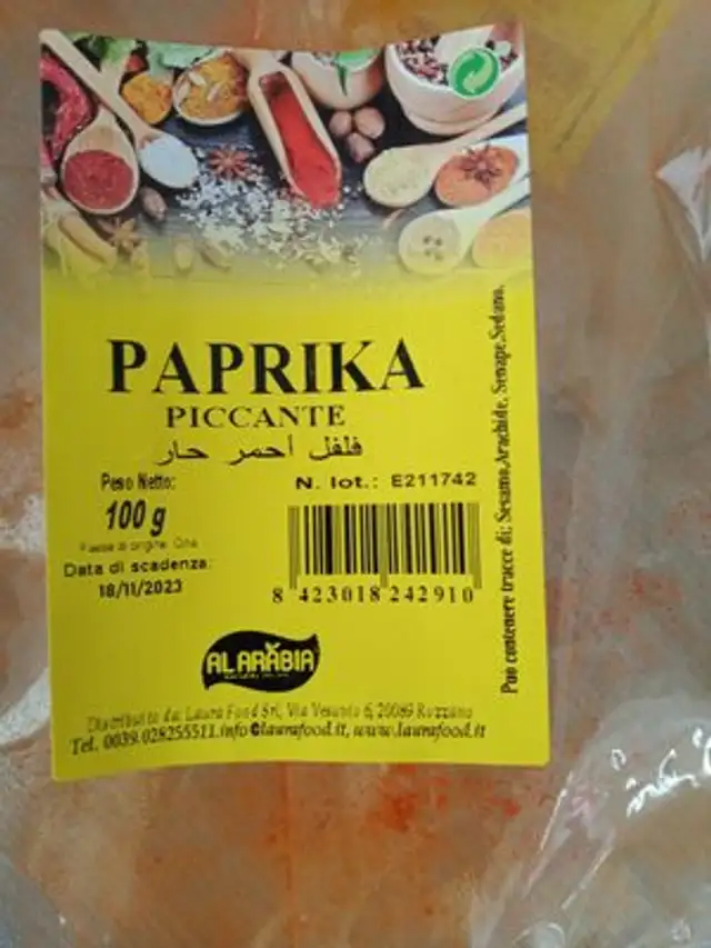 paprika ingredients label