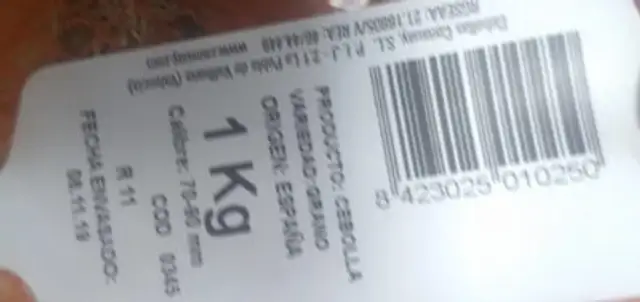 Cebolla nutrition facts table