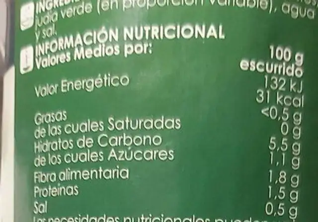 Macedònia de verduras nutrition facts table