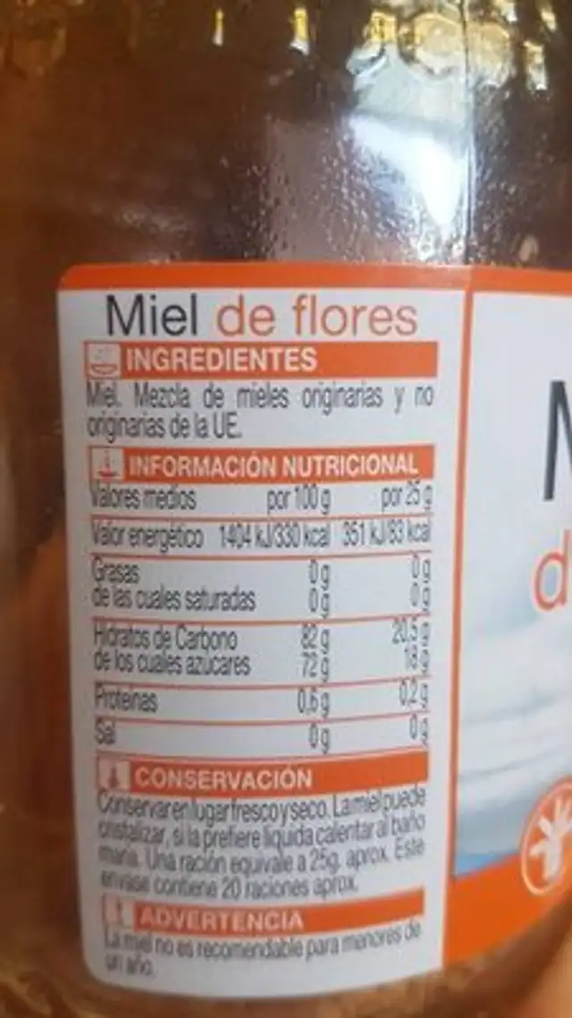 Miel de flor ingredients label