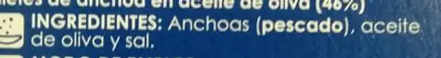 Filetes de anchoa ingredients label