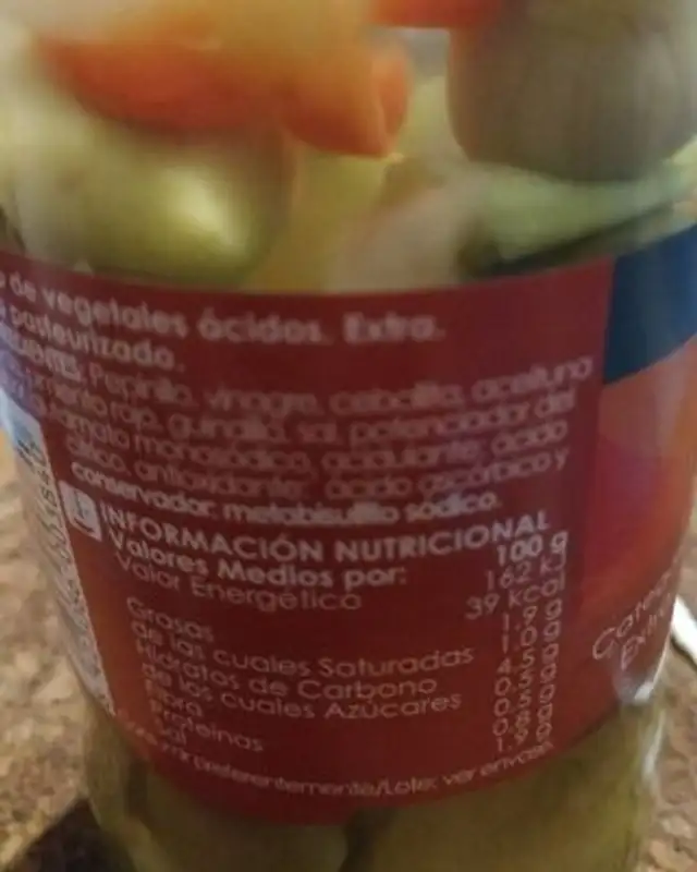 Banderillas nutrition facts table