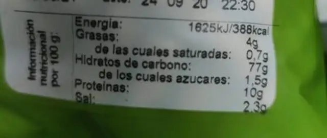 Trencinas nutrition facts table