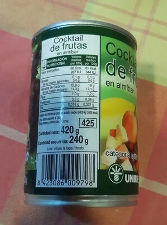 Coctail de frutas en almíbar