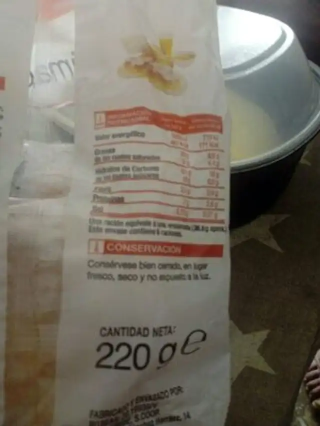Ensaimadas nutrition facts table