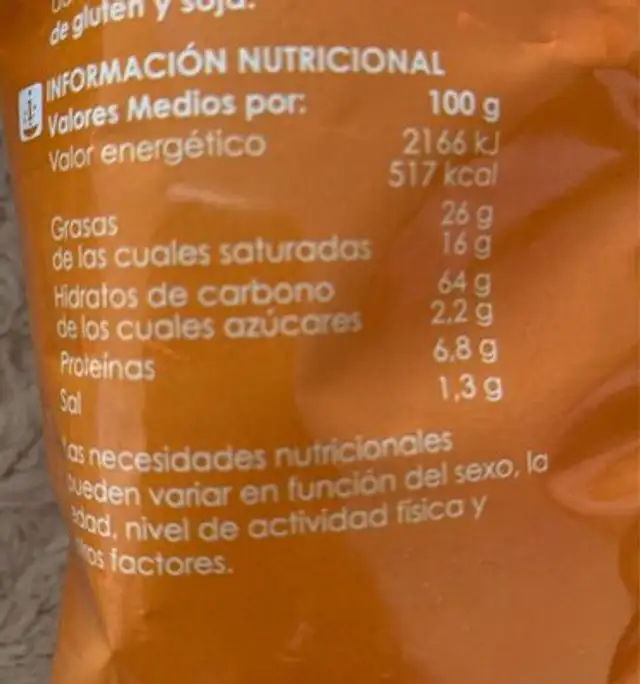 Tortillas chips tex mex nutrition facts table