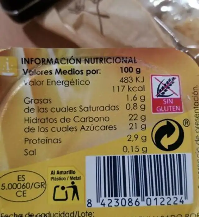 Flan nutrition facts table