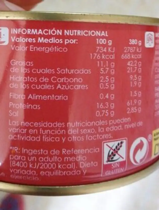 Callos a la madrileña nutrition facts table