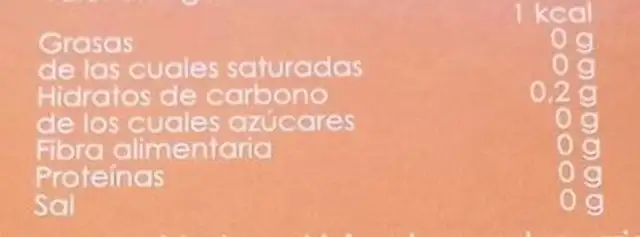 Infusión combi nutrition facts table