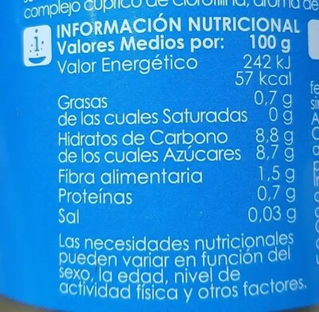 Mermelada de ciruela extra Diet nutrition facts table