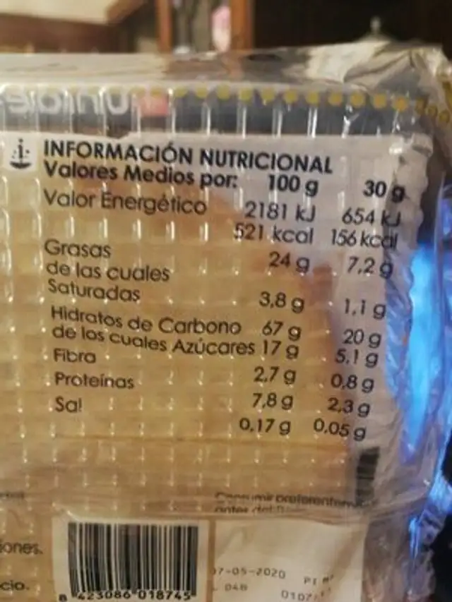Tortas de aceite de oliva virgen extra nutrition facts table