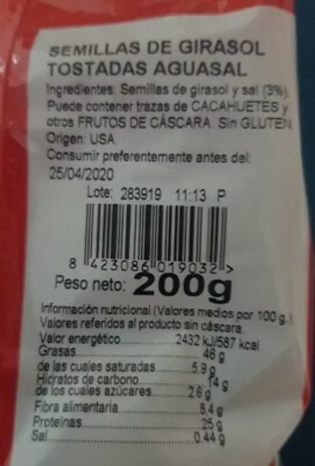 semilla de girasol tostadas aguasal