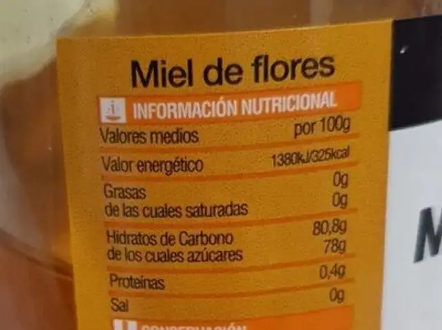 Miel de flores nutrition facts table
