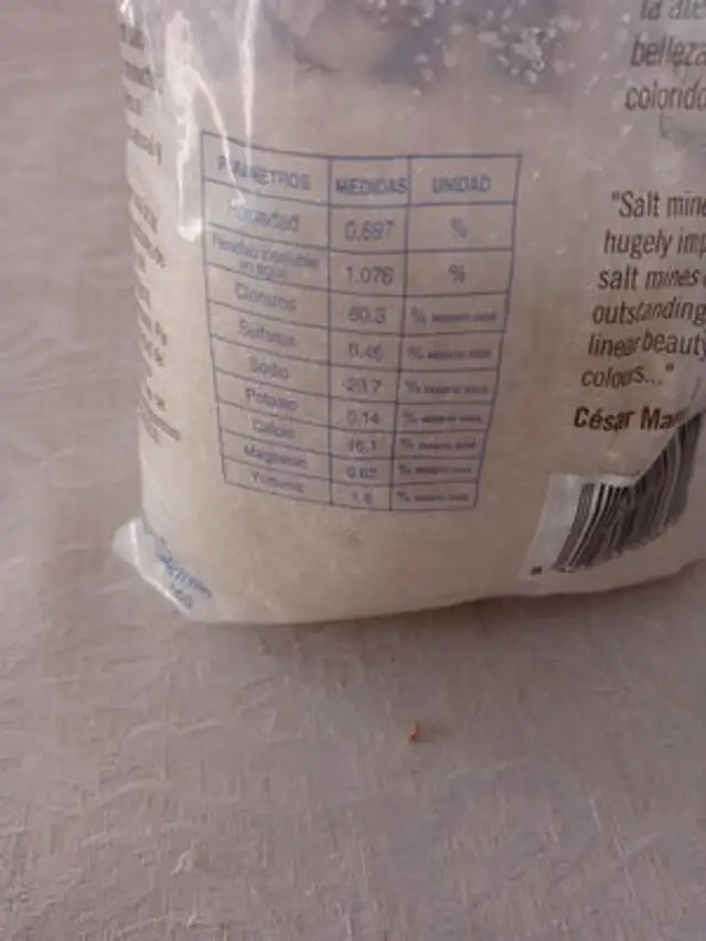 Sal Marina Janubio gruesa nutrition facts table