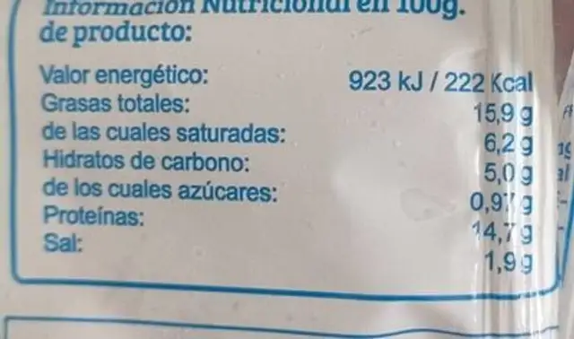 Burger de pollo nutrition facts table