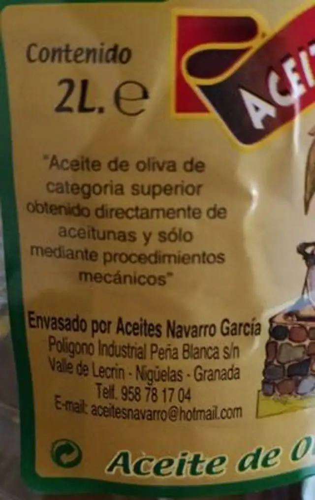 Aceite de Oliva Virge Extra nutrition facts table