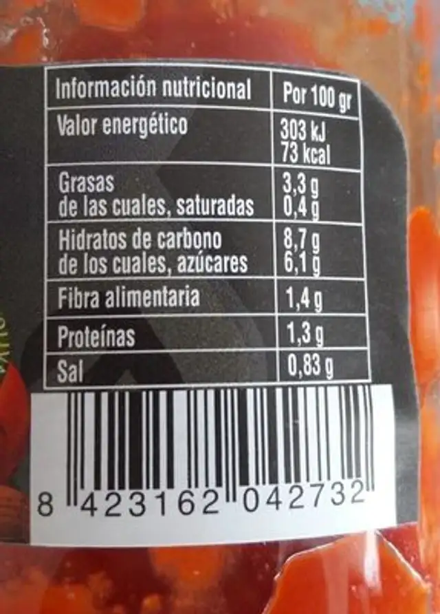 Tomate frito casero nutrition facts table