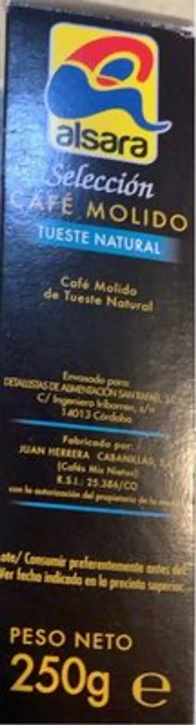 Café molido nutrition facts table