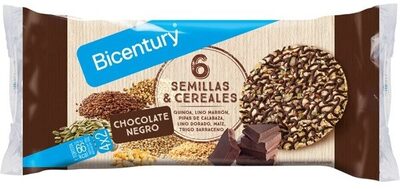 Tortitas de semillas y cereales con chocolate negro