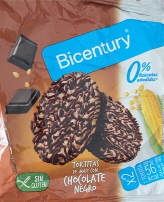Tortitas de maíz con chocolate negro front packaging