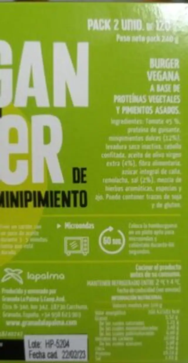 Verano burger nutrition facts table