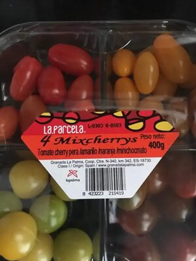 Tomates cherry 🍅 (4 oct) ingredients label
