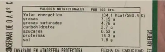 Burguer meat ave 100% nutrition facts table