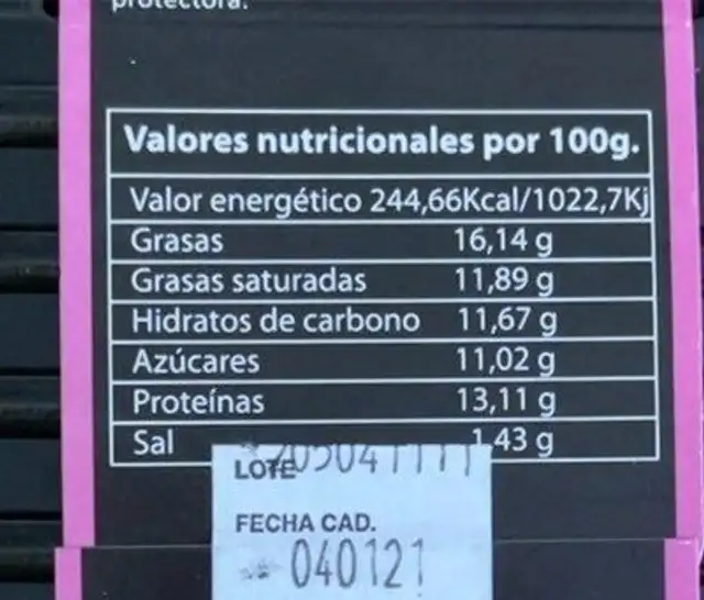 Hamburguesa Rulo y fresa nutrition facts table