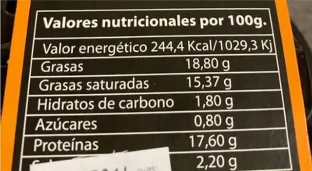 Burguer meat nutrition facts table
