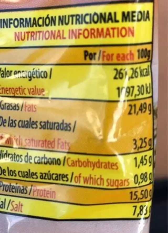 Pipas Sabor Extremo nutrition facts table