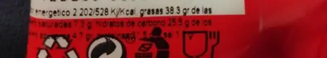 Frutos secos nutrition facts table