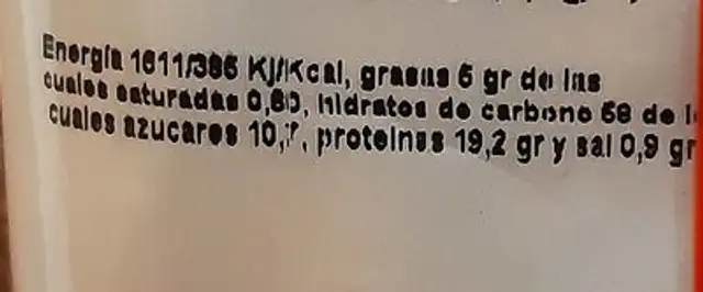Garbanzo tierno tostado nutrition facts table