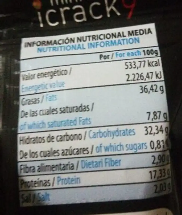 Mini icrack9 nutrition facts table