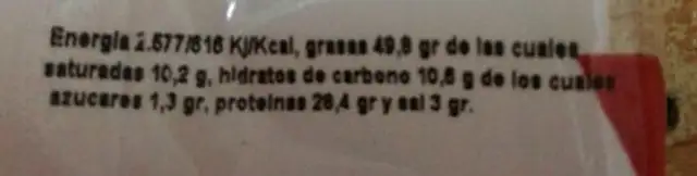 Pipas de calabaza nutrition facts table