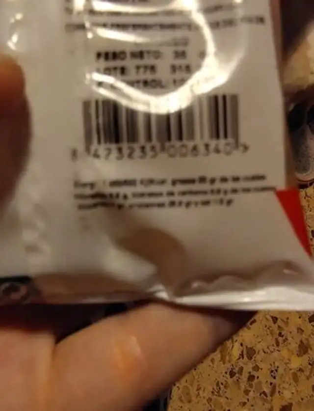 Frutos secos nutrition facts table
