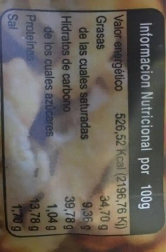 Mix picante nutrition facts table