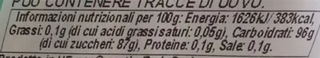 Lolly nutrition facts table