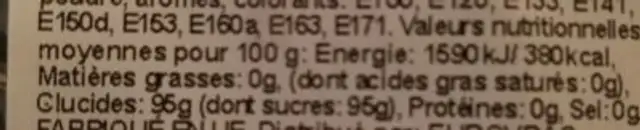 Sucette de sucre cuit nutrition facts table