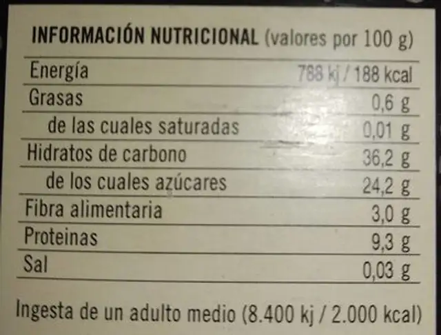 Ajo negro nutrition facts table