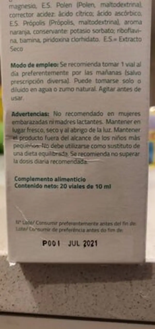 Unknown nutrition facts table