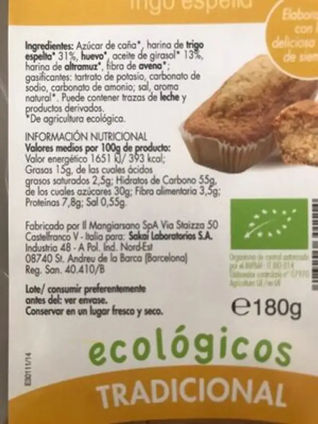 Minicakes trigo espelta nutrition facts table