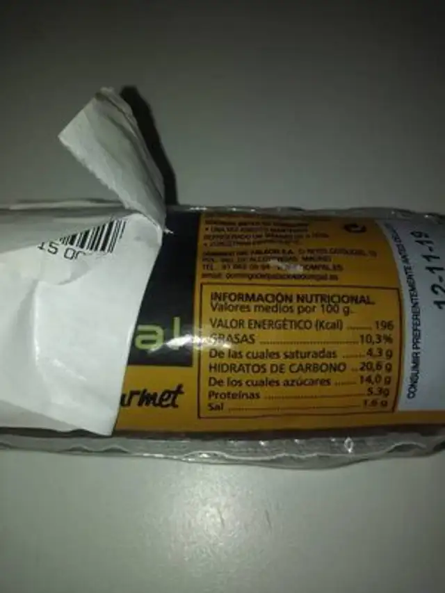 Unknown nutrition facts table