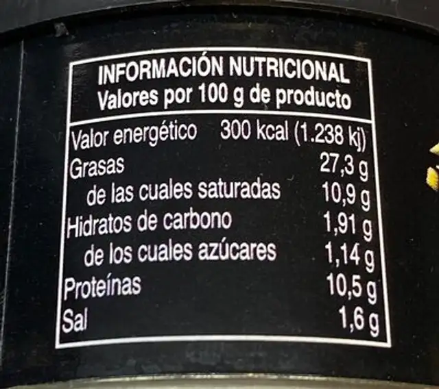 Pate Ibérico nutrition facts table