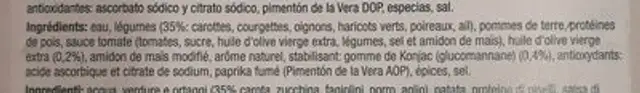 Crème du potager ingredients label