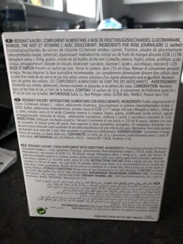 Redunat ingredients label