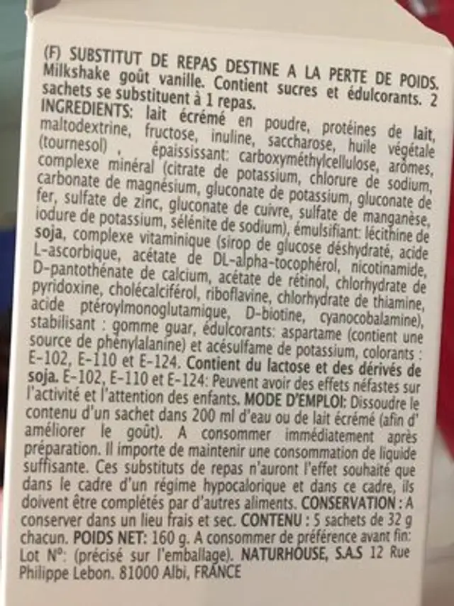 Slimbel ingredients label