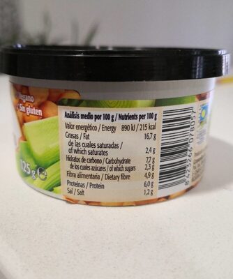 Paté Garbanzo-Sésamo nutrition facts table