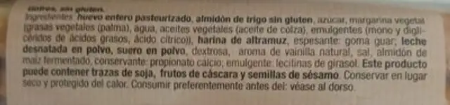 Gofre sin gluten nutrition facts table